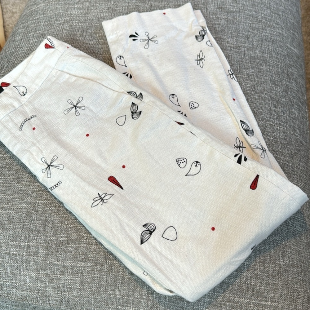 Zara Basic Collection White Printed Trousers - image 1